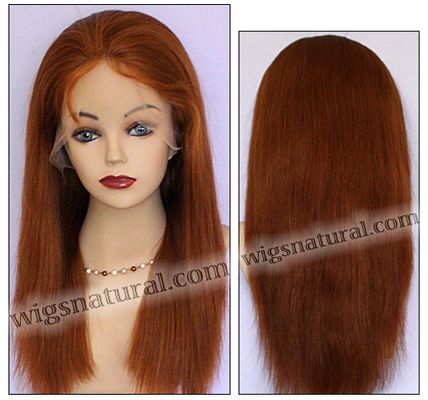 Silk top full lace wig, or Full lace wig, Virgin European hair, virgin Brazilian hair, or virgin Asian hair, style VW-CRed-straight-M28x24-22