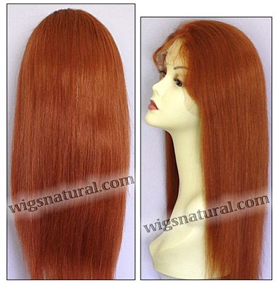 Silk top full lace wig, or Full lace wig, Virgin European hair, virgin Brazilian hair, or virgin Asian hair, style VW-CRed-TSStraight-M27x28x25-20 