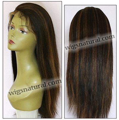 Silk top full lace wig, or Full lace wig, Virgin European hair, virgin Brazilian hair, or virgin Asian hair, style VW-DBrown-SStraight-22HL2B-22