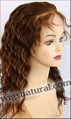 Silk top full lace wig, or Full lace wig, Virgin European hair, virgin Brazilian hair, or virgin Asian hair, style VW-LCBrown-FrenchWave-24HL22-18