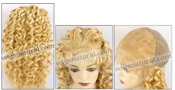 Silk top full lace wig, or Full lace wig, Virgin European hair, virgin Brazilian hair, or virgin Asian hair, style VW-LGBlond-SpiralCurl-15-20