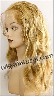 Silk top full lace wig, or Full lace wig, Virgin European hair, virgin Brazilian hair, or virgin Asian hair, style VW-LGBlond-Wavy-17HL15-22