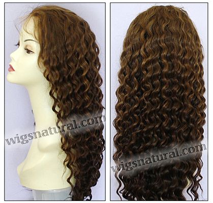 Silk top full lace wig, or Full lace wig, Virgin European hair, virgin Brazilian hair, or virgin Asian hair, style VW-MBrown-TCurl-8HL4-24
