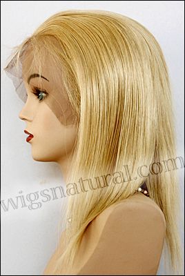 Silk top full lace wig, or Full lace wig, Virgin European hair, virgin Brazilian hair, or virgin Asian hair, style VW-MGBlond-SilkStraight-14-16