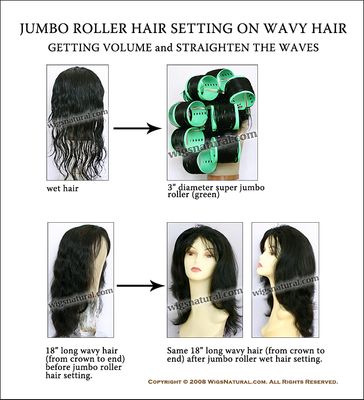 Straighten Curls and Waves of Human Hair - with 3" Diameter Super Jumbo Rollers