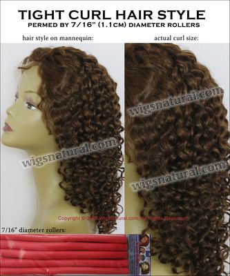 Tight Curl Hair Style - permed with 7/16" (1.1cm) diameter bendy rollers