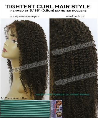 Tightest Curl Hair Style - permed with 5/16" (0.8cm) diameter bendy rollers