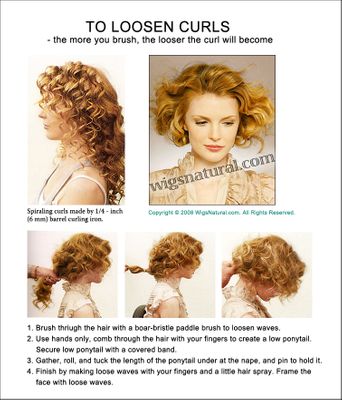 To Loosen Curls - the more you brush, the looser the curl will become