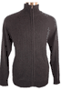 <font color=red>4 Ply</font> Men's Cardigan Cashmere Sweater Zip Closure, 2-tone Collar, 2 Zip Pockets. (Charcoal Grey)