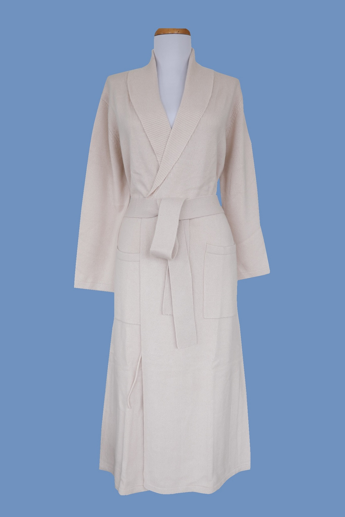 【INSILENCE】Alpaca shawl collar robe coat IVORY BoucleAlpacaLongNotchedCollarW