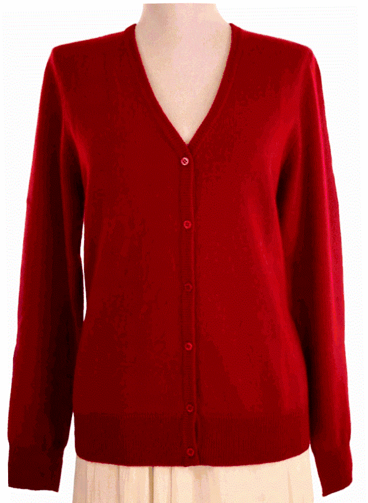 red v neck cardigan sweater