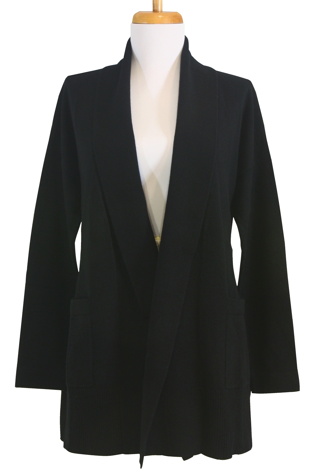Women's Cashmere Shawl Collar Long Length Cardigan, with a