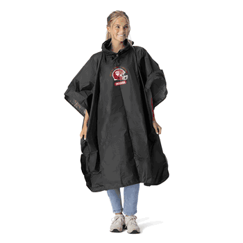2025 NCAA Football Championship Indiana Hoosiers Hardened Black Rain Poncho with Mesh Bag 49x44 inches