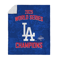 2025 World Series Championship Los Angeles Dodgers Five Tool Silk Touch Sherpa Throw Blanket 50x60 inches