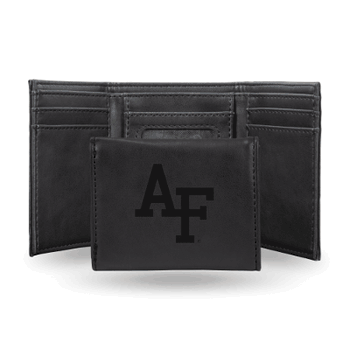 Air Force Falcons Black Laser Engraved Tri-Fold Wallet