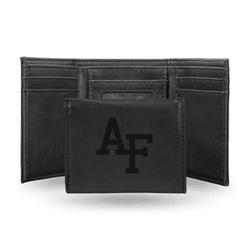 Air Force Falcons Black Laser Engraved Tri-Fold Wallet