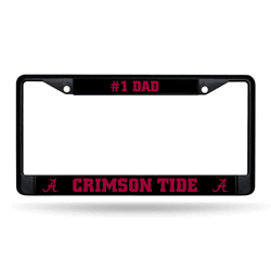 Alabama Crimson Tide #1 Dad Black Chrome Frame with Decal Inserts 12" x 6" Car/Truck Auto Accessory