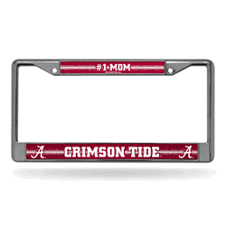 Alabama Crimson Tide #1 Mom 12" x 6" Silver Bling Chrome Car/Truck/SUV Auto Accessory