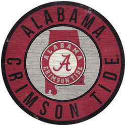 Alabama Crimson Tide 12 in. Circle w/ State Sign