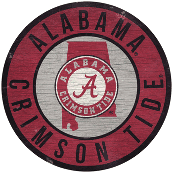 Alabama Crimson Tide 12 in. Circle w/ State Sign