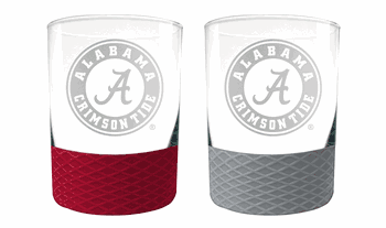 Alabama Crimson Tide 2pc Laser Etched Commissioner Rocks Glass Set