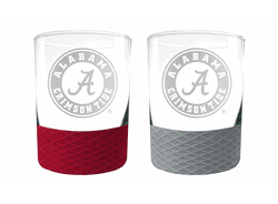 Alabama Crimson Tide 2pc Laser Etched Commissioner Rocks Glass Set