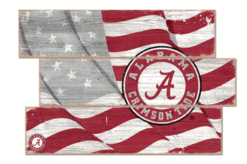 Alabama Crimson Tide American Flag 3 Plank