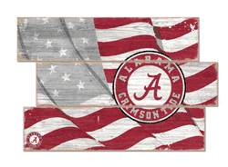 Alabama Crimson Tide American Flag 3 Plank