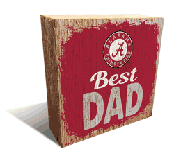 Alabama Crimson Tide Best Dad 6x6 Wood Block