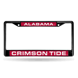 Alabama Crimson Tide Black 12" x 6" Black Laser Cut Chrome Frame