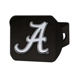 Alabama Crimson Tide Black Metal Hitch Cover with Metal Chrome 3D Emblem, A Logo