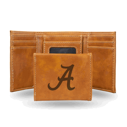 Alabama Crimson Tide Brown Laser Engraved Faux Leather Trifold
