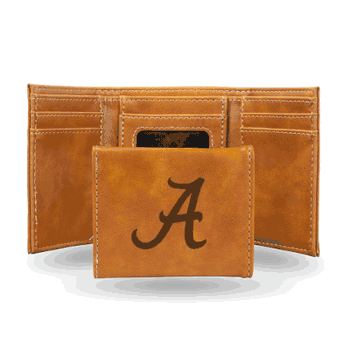 Alabama Crimson Tide Brown Laser Engraved Tri-Fold Wallet