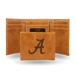 Alabama Crimson Tide Brown Laser Engraved Tri-Fold Wallet
