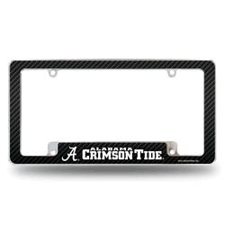Alabama Crimson Tide Carbon Fiber 12" x 6" Chrome All Over Automotive License Plate Frame