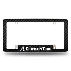 Alabama Crimson Tide Carbon Fiber 12" x 6" Chrome All Over Automotive License Plate Frame for Car/Truck/SUV