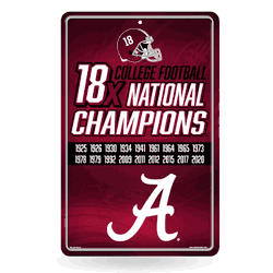 Alabama Crimson Tide Champ 11" x 17" Metal Home Dcor Sign