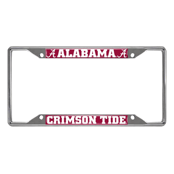 Alabama Crimson Tide Chrome Metal License Plate Frame, 6.25in x 12.25in