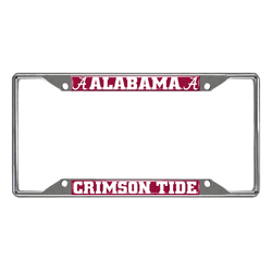 Alabama Crimson Tide Chrome Metal License Plate Frame, 6.25in x 12.25in