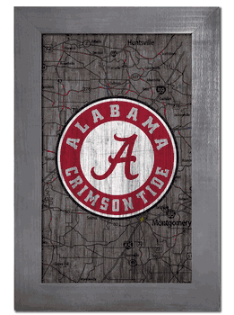 Alabama Crimson Tide City Map 11x19 Sign
