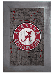 Alabama Crimson Tide City Map 11x19 Sign