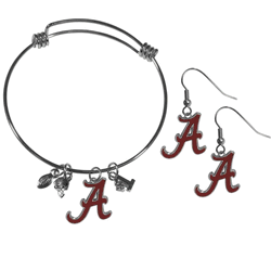 Alabama Crimson Tide Dangle Earrings and Charm Bangle Bracelet Set