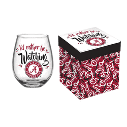 Alabama Crimson Tide Glass 17oz Wine Stemless Boxed