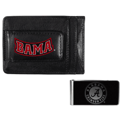 Alabama Crimson Tide Leather Cash & Cardholder & Black Money Clip