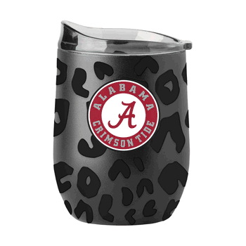 Alabama Crimson Tide Leopard 16oz Black Powdercoat Curved Beverage