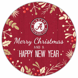 Alabama Crimson Tide Merry Christmas & New Year 12in Circle