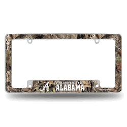 Alabama Crimson Tide Mossy Oak 12" x 6" Chrome All Over Automotive License Plate Frame