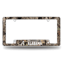 Alabama Crimson Tide Mossy Oak 12" x 6" Chrome All Over Automotive License Plate Frame for Car/Truck/SUV