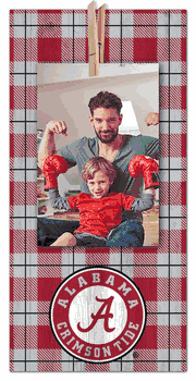 Alabama Crimson Tide Plaid Clothespin 6x12 Sign