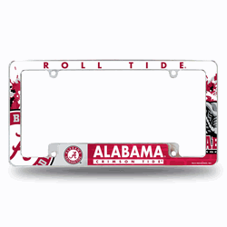 Alabama Crimson Tide Primary 12" x 6" Chrome All Over Automotive License Plate Frame
